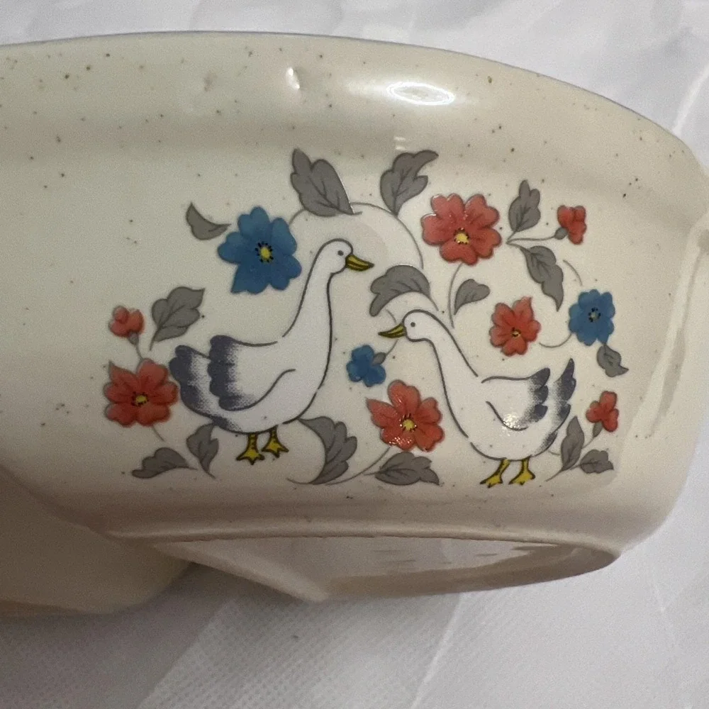 Vintage 80s 90s Divided Geese Split Baking Dish Country Collection CollectorRare
